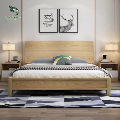 Image de Lit contemporain en bois - 140*190 cm - Maron - Sur commande