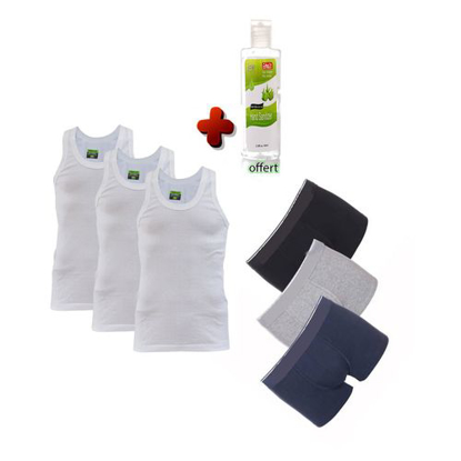 Agrandir l'image de Débardeurs - 3 Pièces + Boxers - 3 pièces - Bleu Marine, Gris Chiné Et Noir (Sans Gel Offert) Image de Débardeurs - 3 Pièces + Boxers - 3 pièces - Bleu Marine, Gris Chiné Et Noir (Sans Gel Offert)