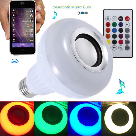 Image sur Ampoule multi couleur avec Haut-parleur Bluetooth et télécommande -