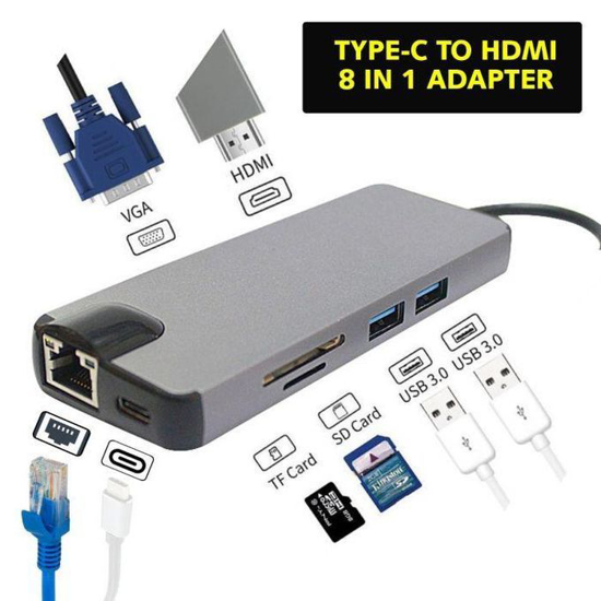 Image sur Adaptateur Type-C Vers HDMI 8 En 1