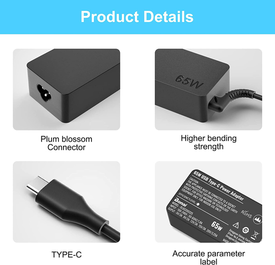 Image sur Chargeur Lenovo 65W USB Type-C Adaptateur Secteur pour Ordinateur Portable pour Lenovo