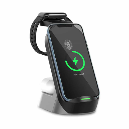 Image de Chargeur sans fil rapide 4-en-1 Green Lion 15W - Noir - 6 Mois