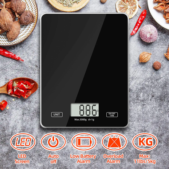 Image sur Balance de cuisine alimentaire , balance de poids numérique en grammes et oz, graduation précise de 1 g/0,1 oz