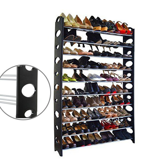 Image sur étagère de rangement de chaussures à 10 niveaux