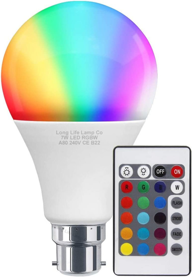 Image sur ampoule LED  9W B22  16 couleur changeante ampoule de couleur rvb 85-265V 120V 220V + télécommande IR
