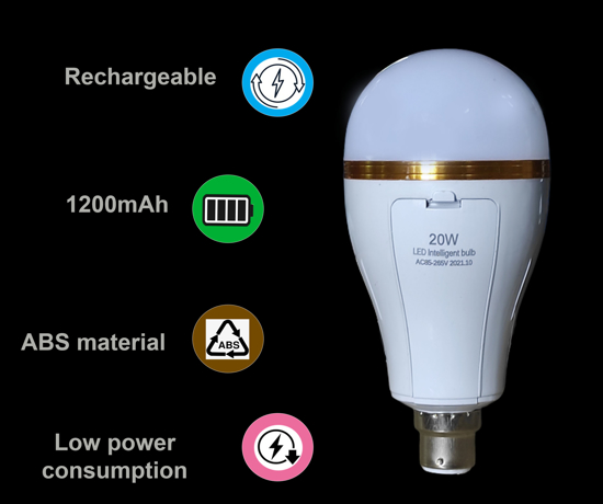 Image sur Ampoule LED B22 20W Lampe de Secours LED avec Double Batterie et Recharge Automatique
