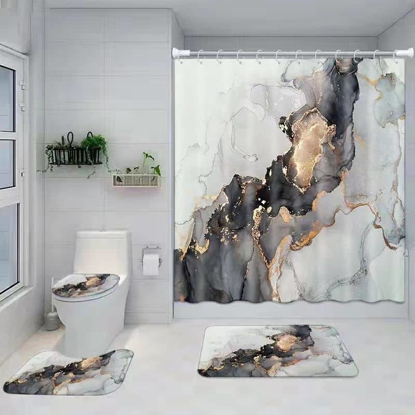 Agrandir l'image de Ensemble De Rideau + Tapis De Salle De Bain 4 En 1 Image de Ensemble De Rideau + Tapis De Salle De Bain 4 En 1