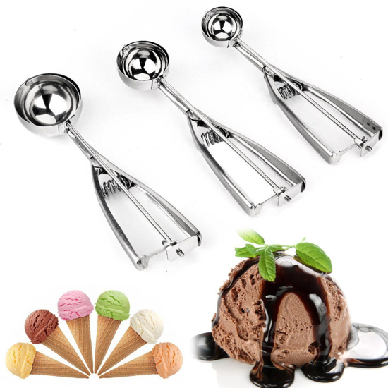 Image sur cuillère à crème glacée en acier inoxydable outils de boule de cuisson