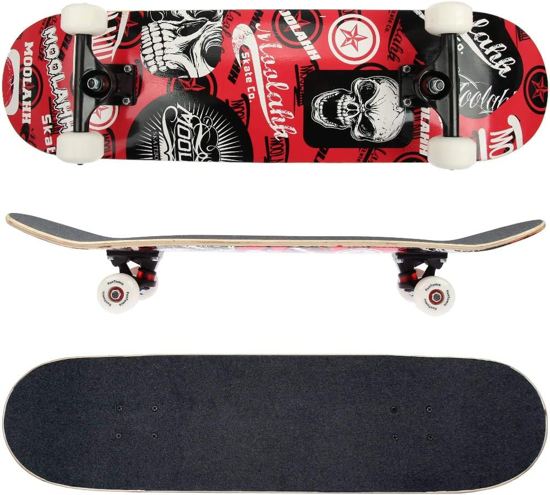 Image sur Planche Skate Board Complet 79 x 20 cm, Planche à Roulette en Bois - Grand model