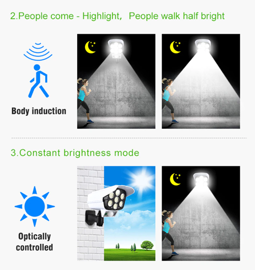 Image sur Lampe de mur de capteur de mouvement de lumière de jardin solaire extérieure étanche 77 LED Street Garden Light