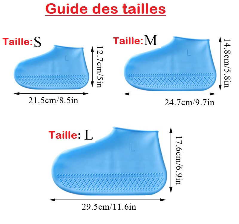 Couvre-chaussures De Pluie En Silicone Réutilisable - Imperméable, Antidérapant, Tailles S à XL