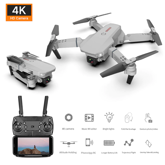 Image sur Drone E88 Pro Mini Quadricoptère Pliable 4K 1080P WiFi Fpv
