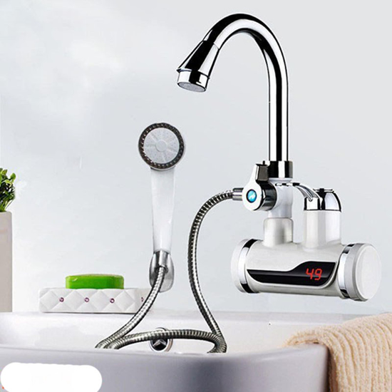 Image sur Robinet d'eau chaude instantané électrique avec douchette, robinet électrique sans réservoir à affichage numérique.
