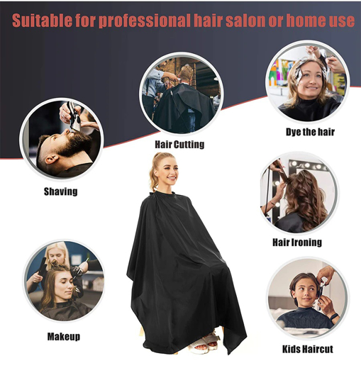 Perfehair Tablier noir pour coiffeurs avec poches, Veste pour salon de  coiffure, de toilettage professionnel imperméable avec ceinture.