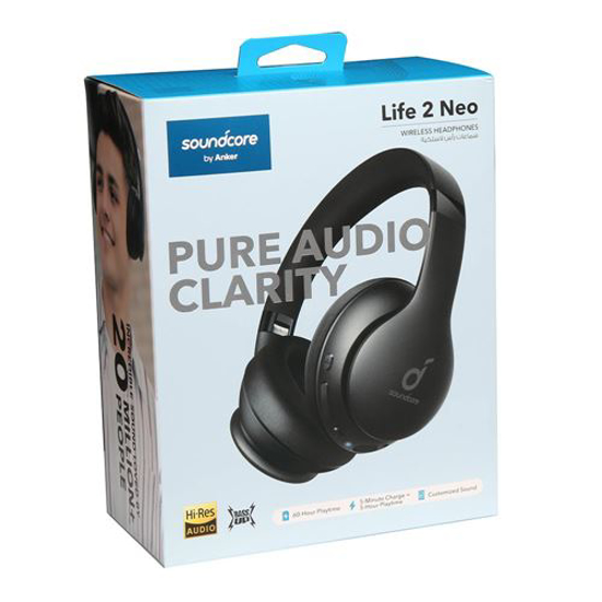 Image sur Casque sans fil Anker Soundcore Life 2 Neo, casque Bluetooth sans fil sur l'oreille Noir - 6 Mois