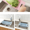 Image sur Égouttoir à vaisselle réglable Évier Panier de vidange Lavage De fruits légumes En plastique Séchoir à la cuisine Accès à la cuisine