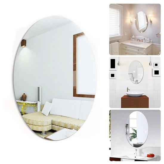 Image sur miroir mural auto-adhésif (grand model )ovale en acrylique, décoration de la maison, miroir doux en verre Hd