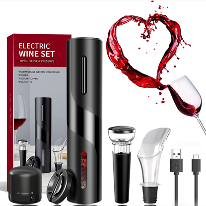 Image de Tire-bouchon électrique Tire-bouchon automatique rechargeable Tire-bouchon créatif avec câble de charge USB Accessoires de cuisine