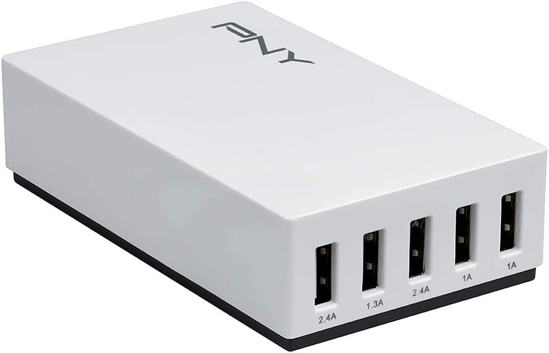 Image sur PNY Chargeur Multi-USB Universel vers 5 ports USB 25 Watts - Blanc