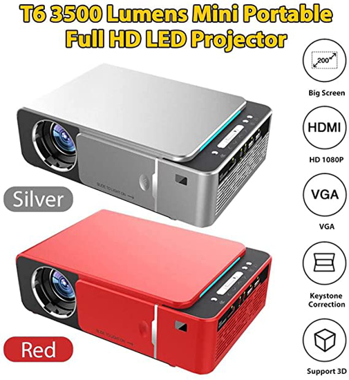 Image sur T6 projecteur LED HD 3500lm Portable HDMI Compatible 4K 1080p USB projecteur Home cinéma projecteur de film projecteur projecteur