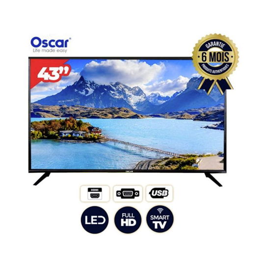 TV 43 POUCES LED OSCAR- SMART- 43D17S2-SMT-noire