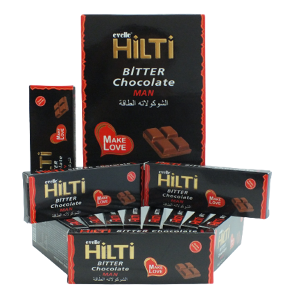 Agrandir l'image de Chocolat aphrodisiaque - Hilti - pour homme et pour femme 12 x 25G - Noir Image de Chocolat aphrodisiaque - Hilti - pour homme et pour femme 12 x 25G - Noir