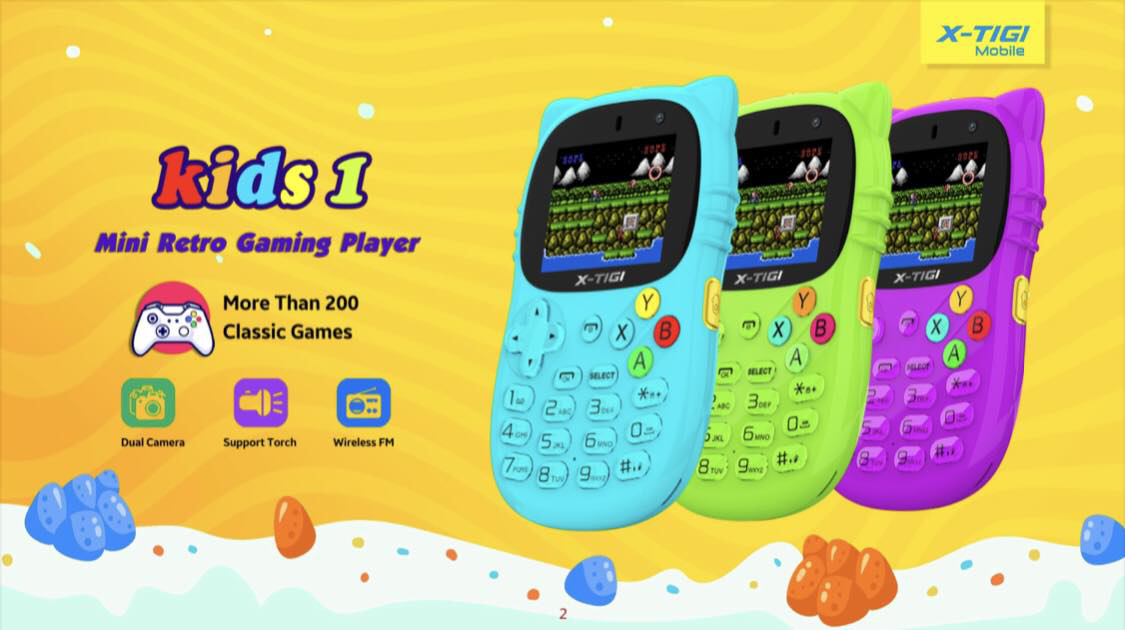 KIDS 1 XTigi Dual SIM 2 Puces Multimédia Plus 200 Jeux Installés Téléphone Pour