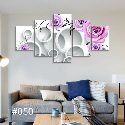Image de Tableau décoratif d'intérieur - Roses Violet Rose - 5 en 1