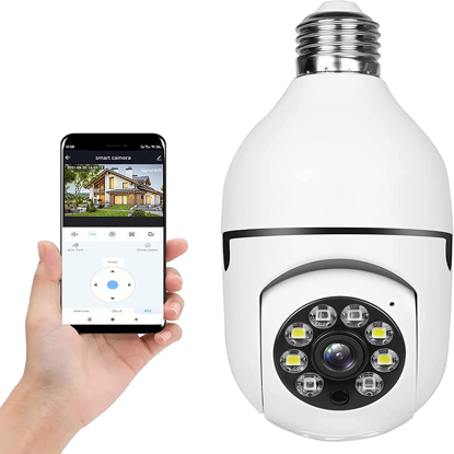 Image de Ampoule camera 1080p panoramique 360 degrés WiFi Smart Home Surveillance avec détection de Mouvement, Communication bidirectionnelle à Distance