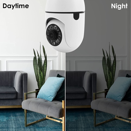 Image sur Ampoule camera e27 1080p panoramique 360 degrés WiFi Smart Home Surveillance avec détection de Mouvement, Communication bidirectionnelle à Distance