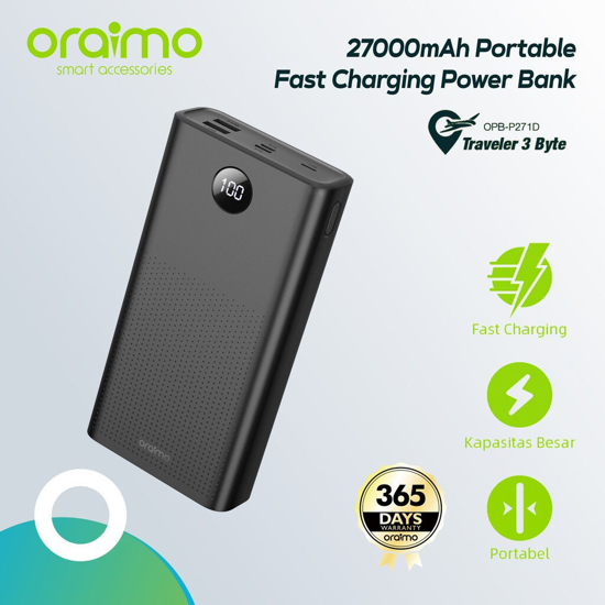 Image sur Oraimo Power Bank - P271D - Dual USB - 27000mAh - Noir - 13 mois de garantie
