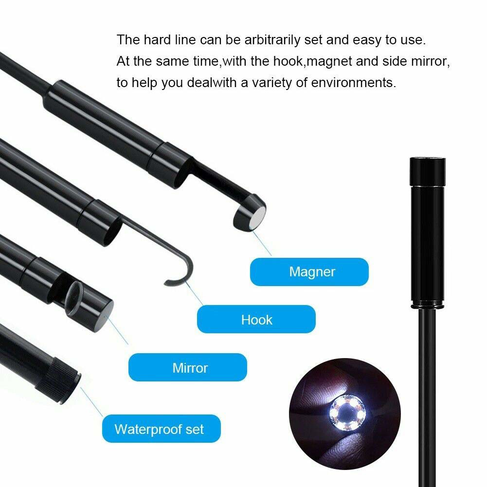 Endoscope USB Avec Caméra 0.3 MP, 7 Mm, 6 LEDs, Câble 5 M Étanche IP67 - Pour Inspection PC Et Téléphone