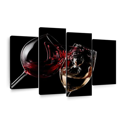 Tableau imprimés décoratifs d'intérieur -style ikéa - représentant deux verres remplies de vin- 4 en 1