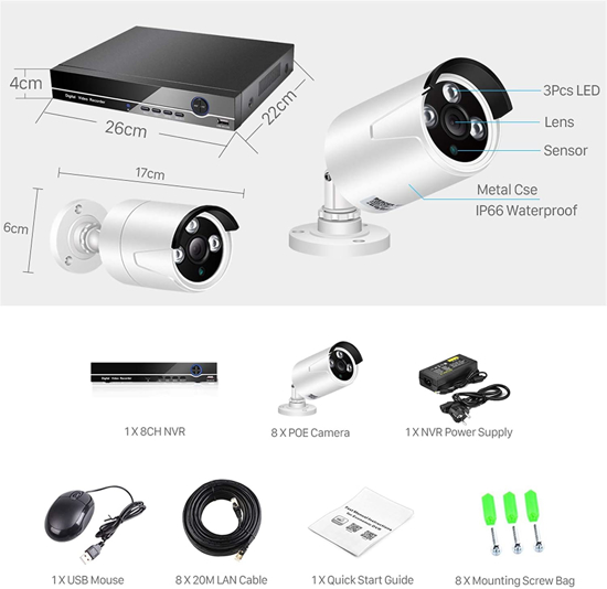 Image sur Kit Complet De Caméra De Vidéosurveillance Ports CCTV avec 4 caméras