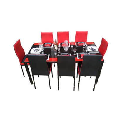 Agrandir l'image de Salle à Manger 8 Places - Très Solide- Démontable En Verre - Noir et Rouge Image de Salle à Manger 8 Places - Très Solide- Démontable En Verre - Noir et Rouge