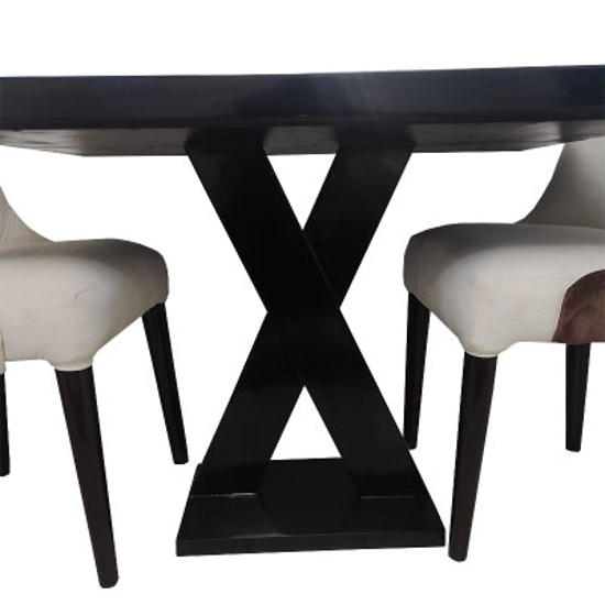 Image sur Table à manger 3 places imitation marbre avec 3 chaises en fer très solides