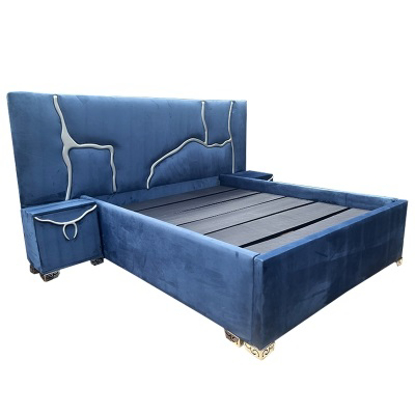 Image de 3 Places Moderne RIVER En Velours Bleu Avec Mousse Partout -RIV-3B