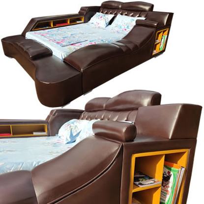 Agrandir l'image de 4 Places Lit Moderne VALERIE En Cuir Chocolat Avec La Mouse Partout -VAL-4CC Image de 4 Places Lit Moderne VALERIE En Cuir Chocolat Avec La Mouse Partout -VAL-4CC