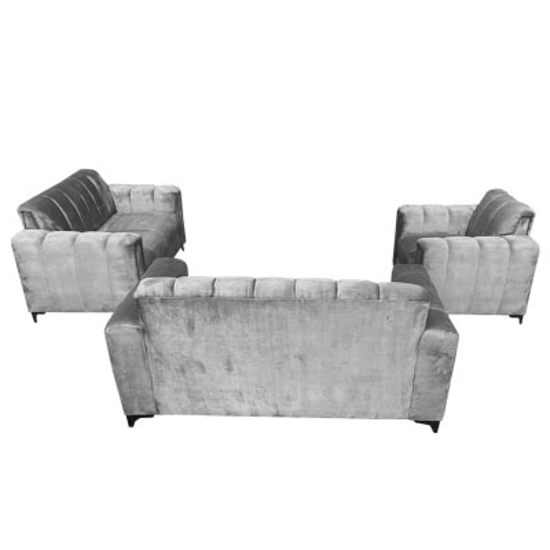 Image sur 6 Places - Salon Thiery En Velours Gris, Classe Du Roi, Très Solide -THY-6GG