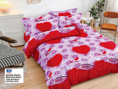 Image de 2 Draps 3 Places + 1 Paire De Taies D'Oreiller