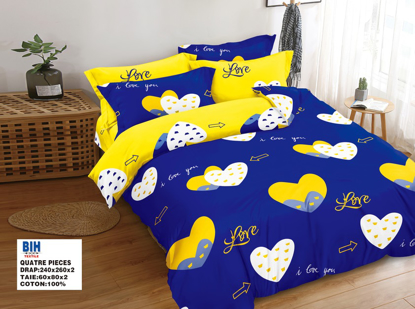 Agrandir l'image de 2 Draps 3 Places + 1 Paire De Taies D'Oreiller - Blanc/ Jaune/ Noir Image de 2 Draps 3 Places + 1 Paire De Taies D'Oreiller - Blanc/ Jaune/ Noir
