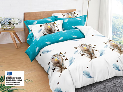 Agrandir l'image de 2 Draps 3 Places + 1 Paire De Taies D'Oreiller Image de 2 Draps 3 Places + 1 Paire De Taies D'Oreiller