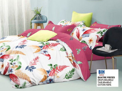 Agrandir l'image de 2 Draps 3 Places + 1 Paire De Taies D'Oreiller Image de 2 Draps 3 Places + 1 Paire De Taies D'Oreiller