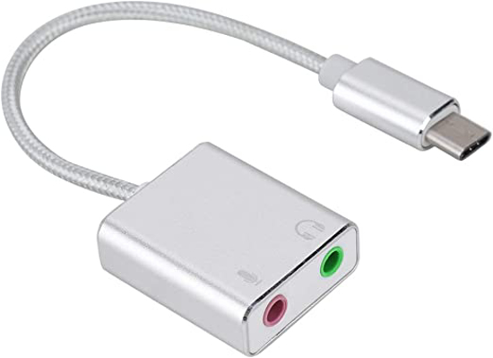 Image sur Carte son externe USB Type-C vers Jack 7.1 canaux 3,5 mm casque stéréo adaptateur pour de cartes audio - argent
