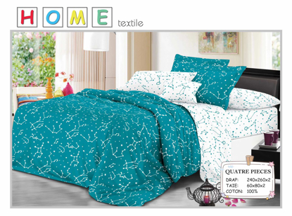 Image de 2 Draps 3 Places + 1 Paire De Taies D'Oreiller -