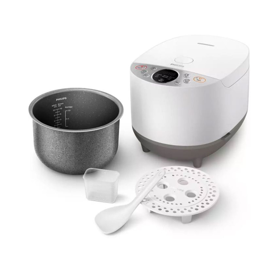 Image sur Cuiseur à riz Philips HD3038/56 – 1,8 L “Fuzzy Logic 3D” – pot 5 couches antiadhésif – 9 menus automatiques – Garantie 03 mois