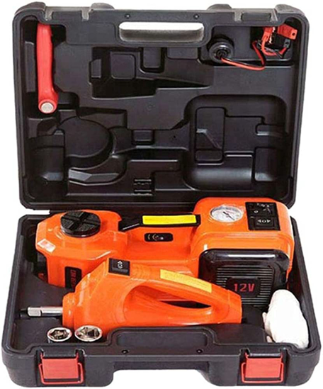 Image sur Kit d'outils de réparation automobile 3 en 1 Cric électrique, pompe de gonflage, clé à chocs universelle, kit d'urgence pour voiture 5 tonnes