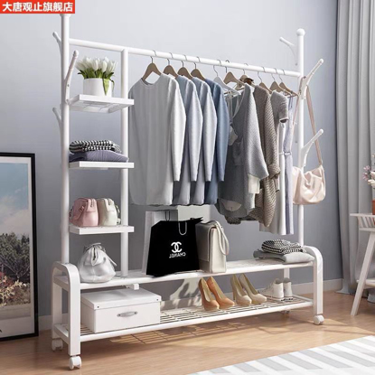 Image de Porte-Manteau/Penderie avec Tige Supérieure avec étagère de Rangement Chaussures et étagère de rangement  6 Crochets Noir