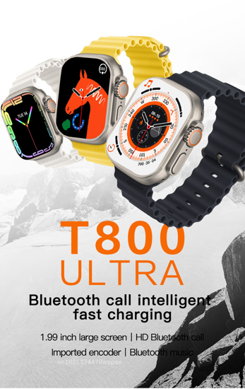 Image sur Montre connectee 2023 T800 ultra serie 8 bracelet orange