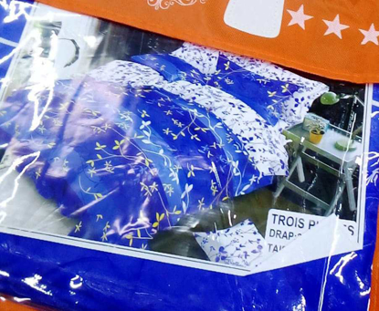 Image de Draps En Coton Pour Lit 3 Places - Set De 2 Draps + 2 Taies